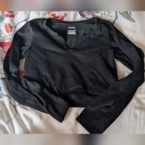 Wild Fable Black Ribbed Long Sleeve Top
